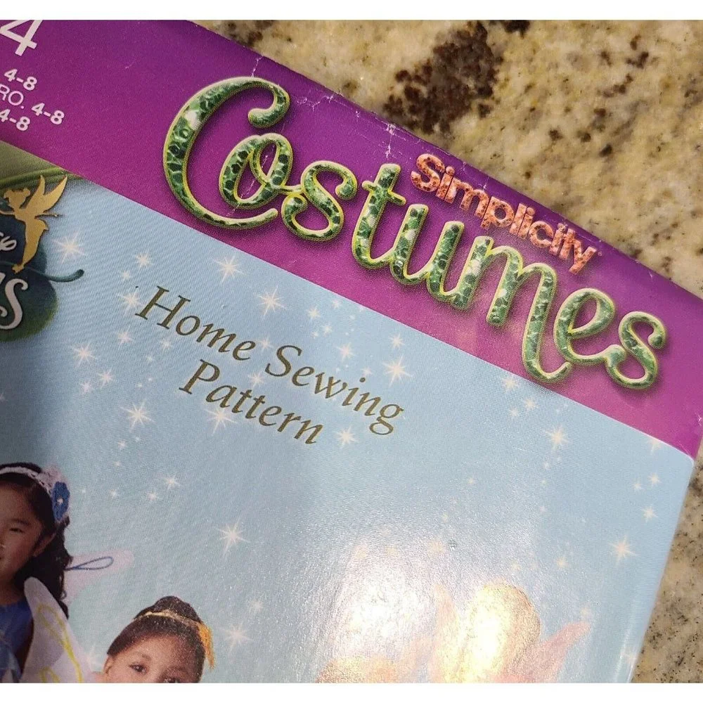 Simplicity Disney Fairy Costume Pattern 0204 Girls' Sizes 4 6 8 Butterfly Wings